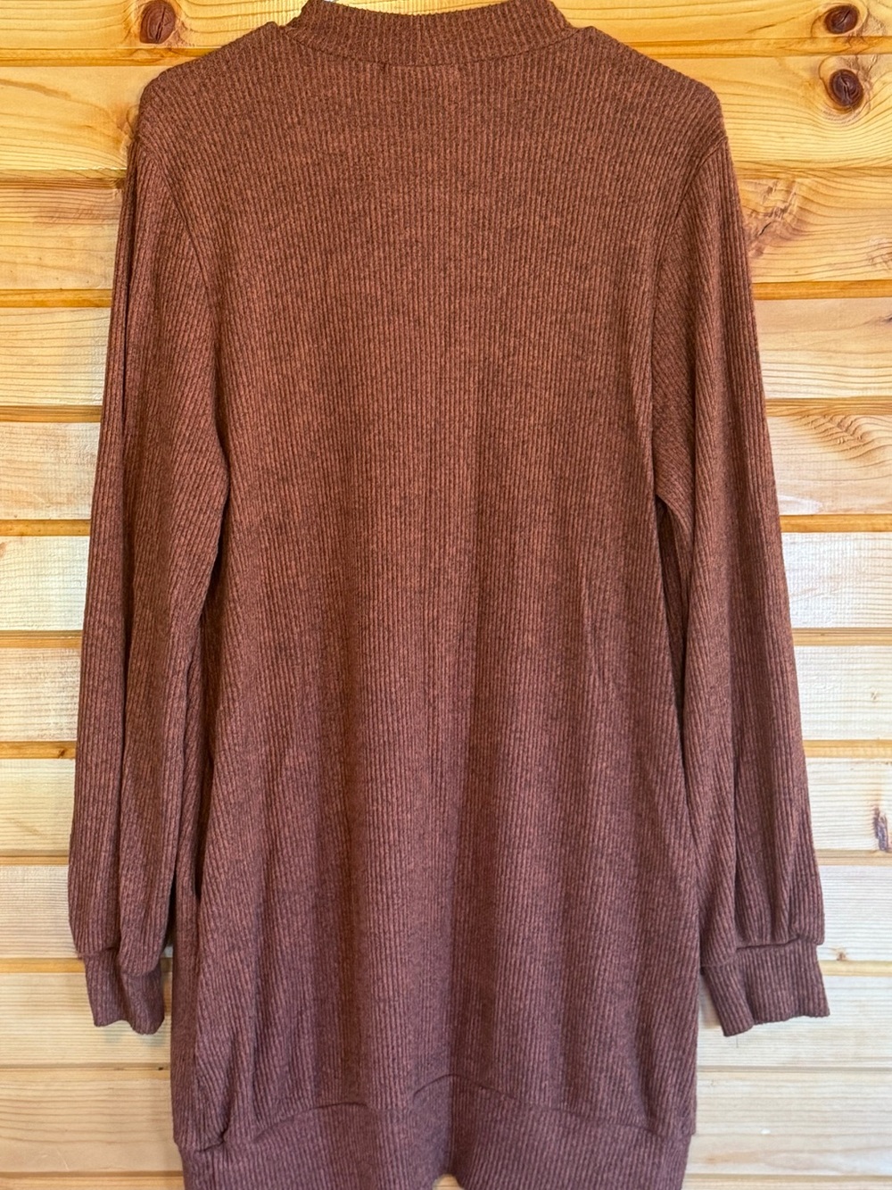 NATURAL LIFE Ribbed Open-Front Cardigan - Rust Brown - Picture 4 of 5